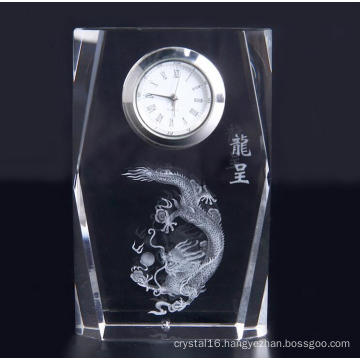 Simple Design Square Crystal Clock with Logo